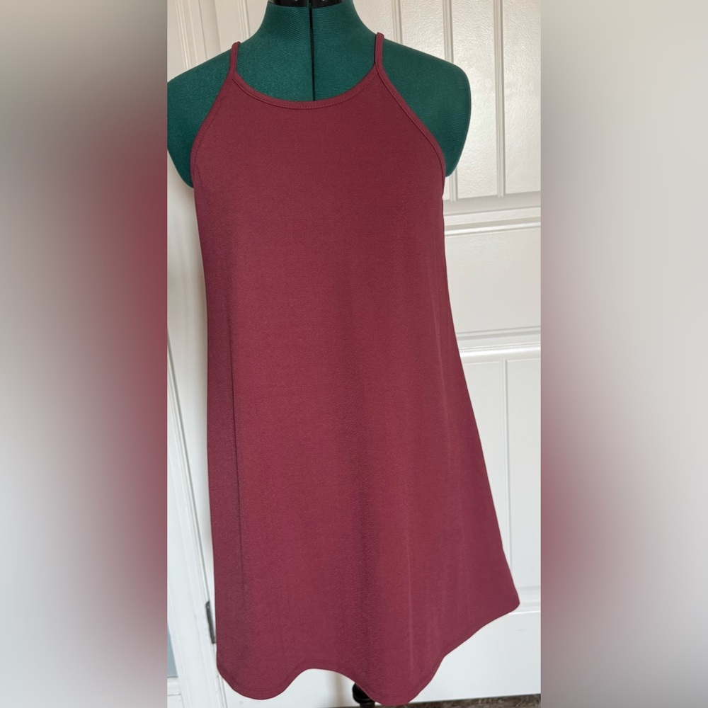 Wallflower Maroon High-Neck Sleeveless Tank